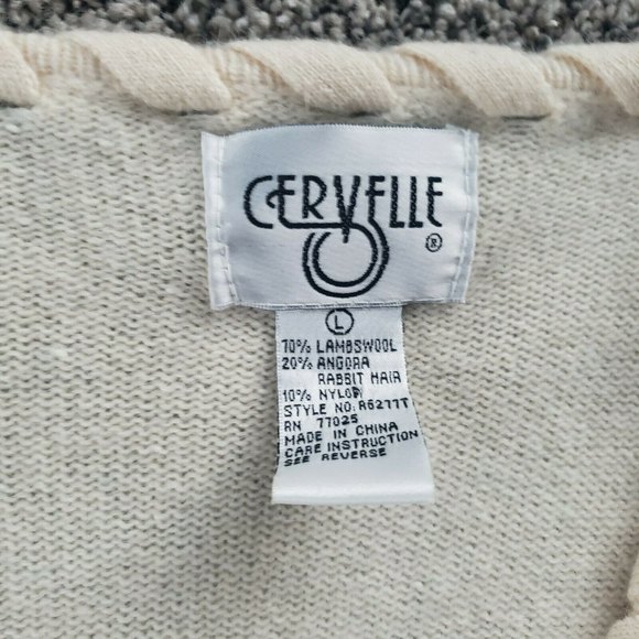 Vintage CERVELLE Open Front Cardigan Cream Embellishment Angora Lambswool - Picture 6 of 10